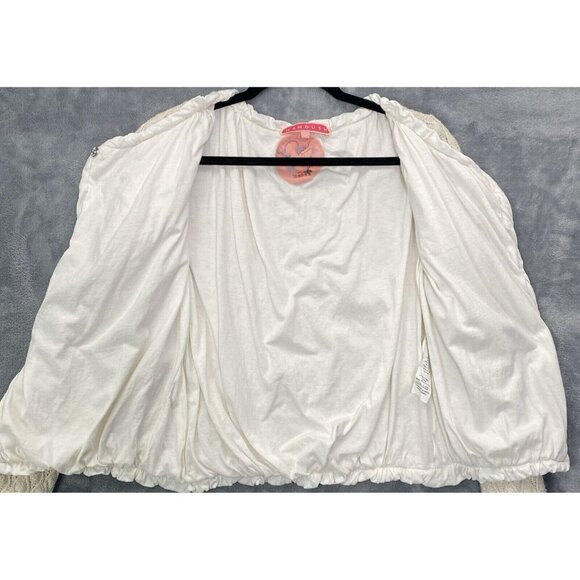 MANOUSH Women Sweater Size M Ivory Cardigan Single Snap Metallic Event Elegant - Picture 6 of 13